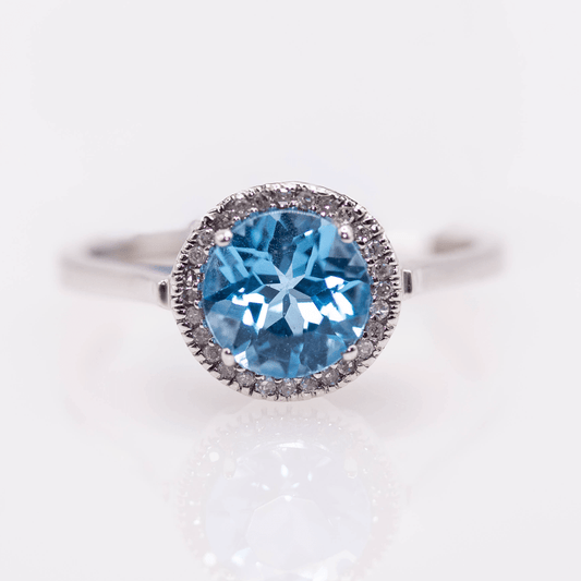 Round Cut Blue Topaz White Gold Ring Gold & Silver Pawn Shop