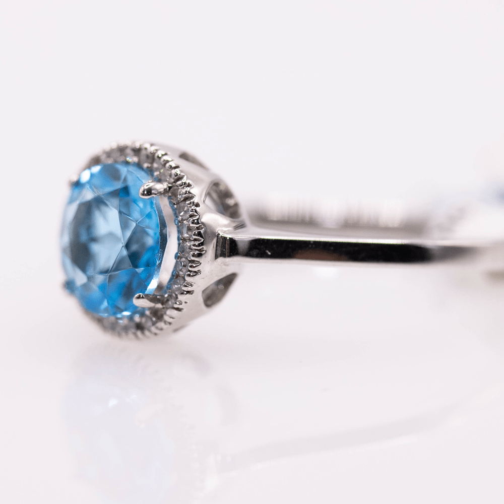 Round Cut Blue Topaz White Gold Ring Gold & Silver Pawn Shop