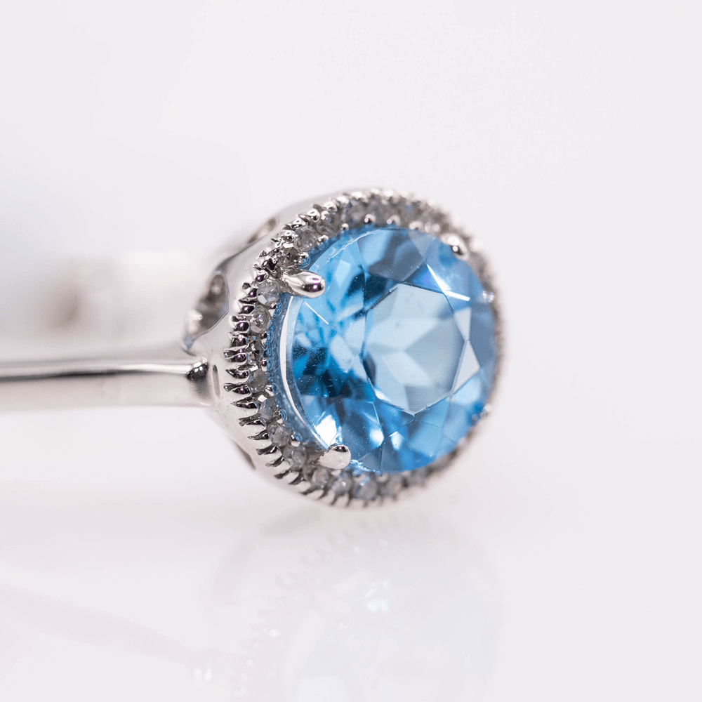 Round Cut Blue Topaz White Gold Ring Gold & Silver Pawn Shop