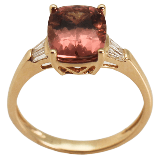 14KYG Cushion-Cut Morganite Diamond Ring Gold & Silver Pawn Shop
