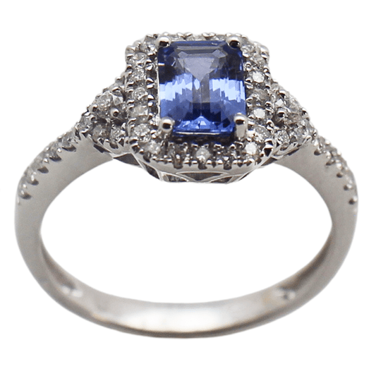 14KWG Tanzanite Halo Diamond Ring Gold & Silver Pawn Shop