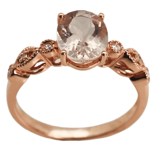 14KRG Oval Morganite Diamond Ring Gold & Silver Pawn Shop