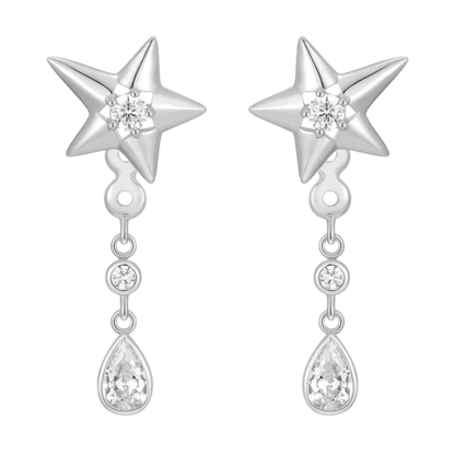 Silver Sparkling Star Drop Stud Earrings Gold & Silver Pawn Shop