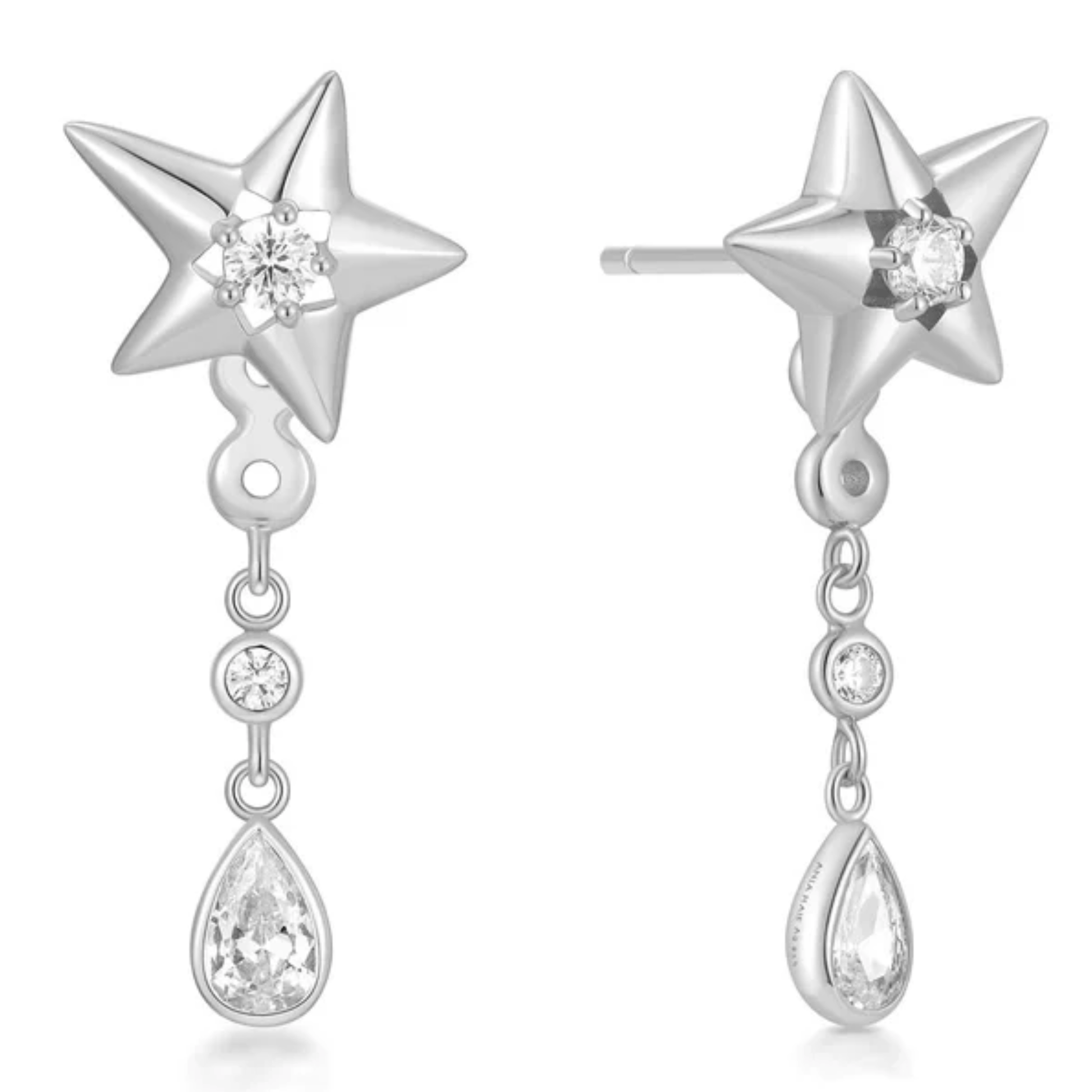 Silver Sparkling Star Drop Stud Earrings Gold & Silver Pawn Shop