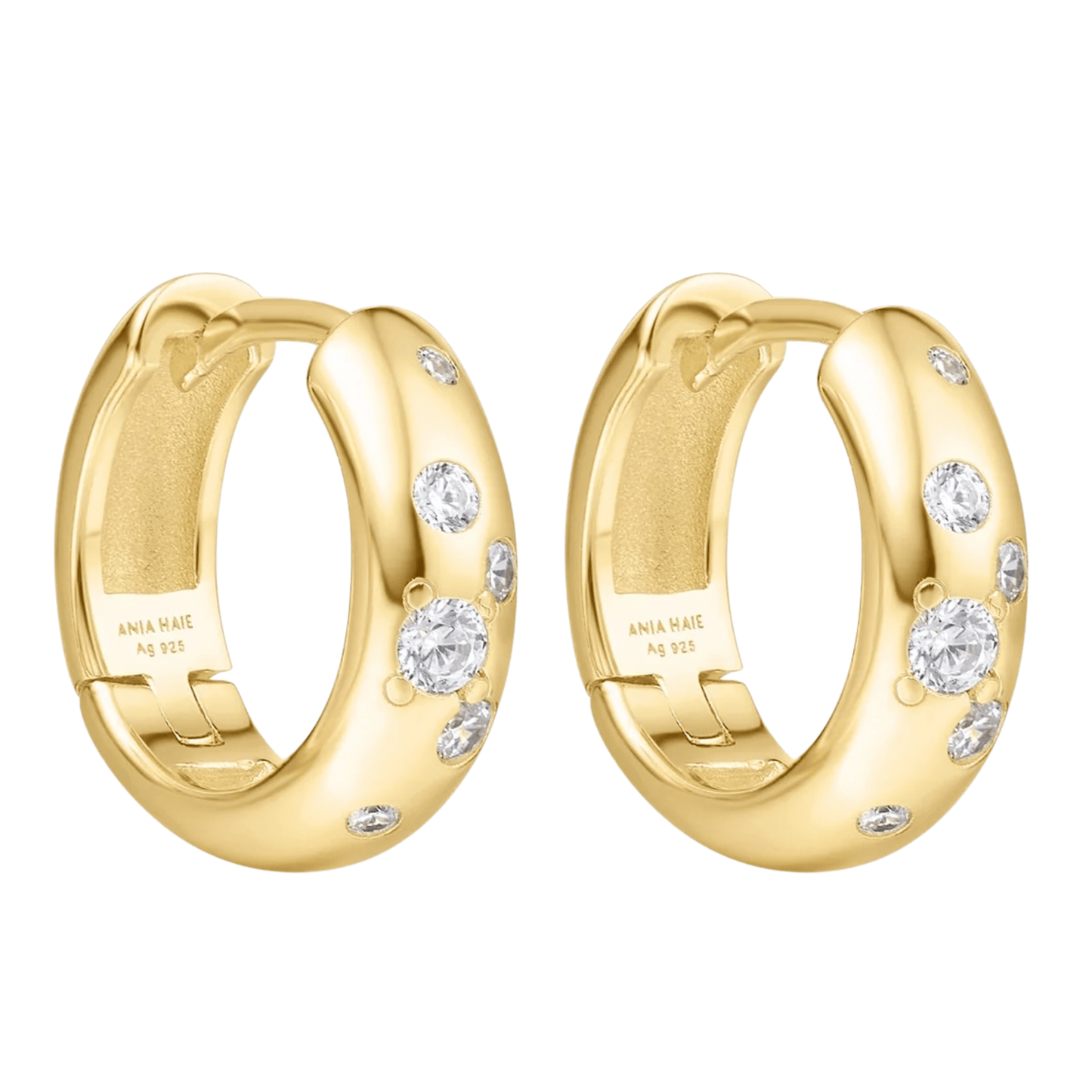 Gold Small Chubby Sparkling Huggies Hoop Earrings Gold & Silver Pawn Shop