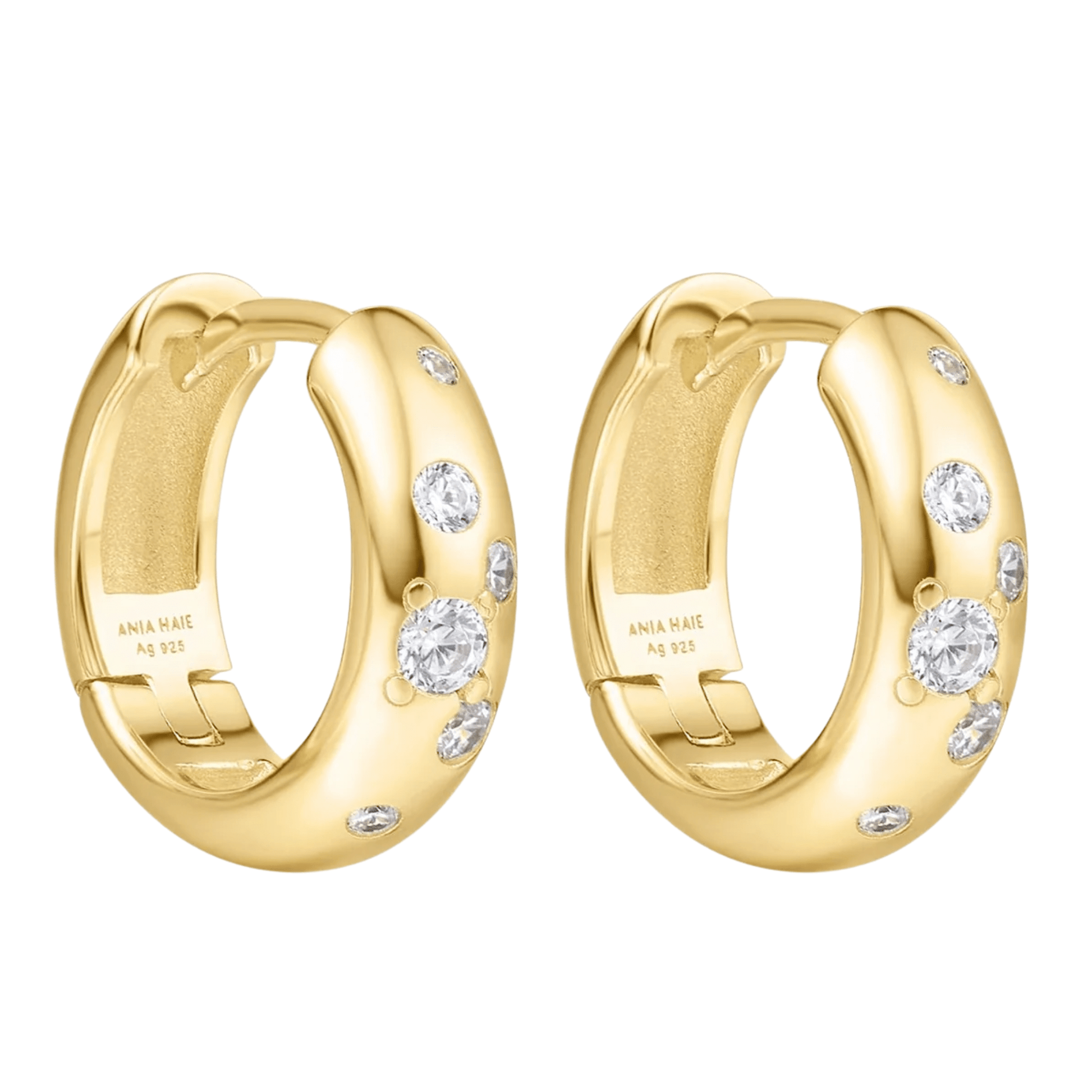 Gold Small Chubby Sparkling Huggies Hoop Earrings Gold & Silver Pawn Shop