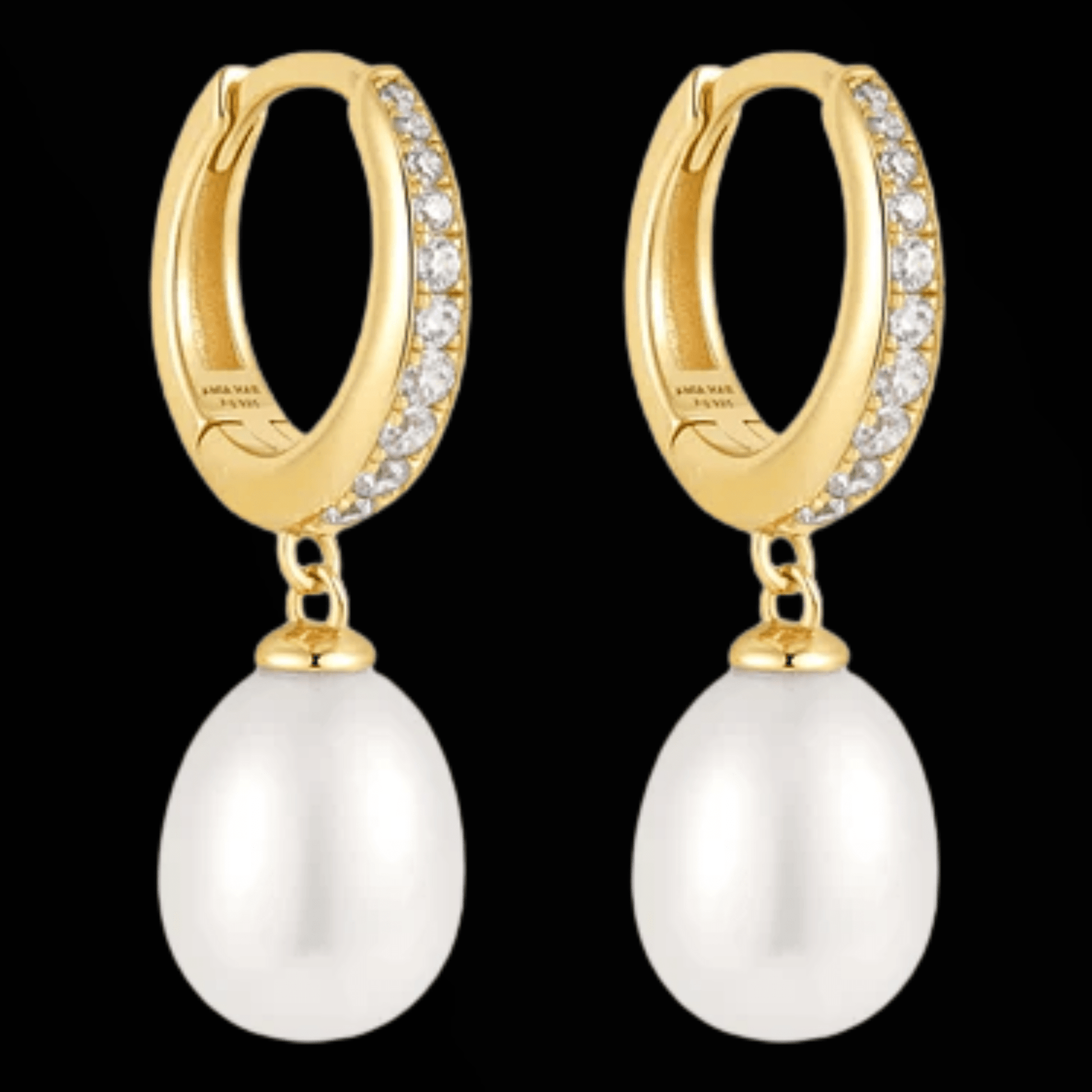 Pearl & White Cubic Zirconia Pave Drop Earrings Gold & Silver Pawn Shop