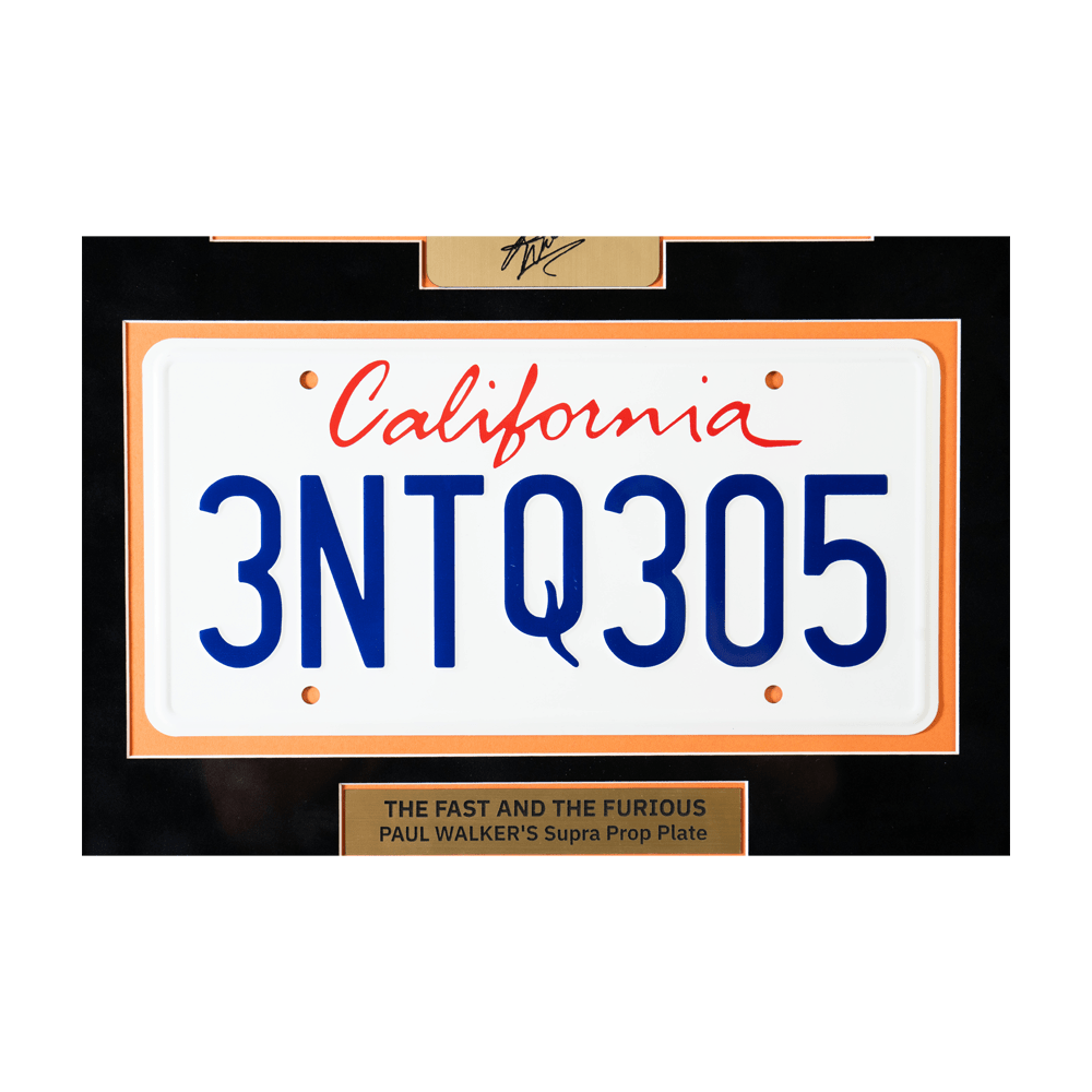 "The Fast and the Furious" Movie Memorabilia - Paul Walker License Plate G S Pawn