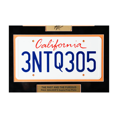 "The Fast and the Furious" Movie Memorabilia - Paul Walker License Plate G S Pawn