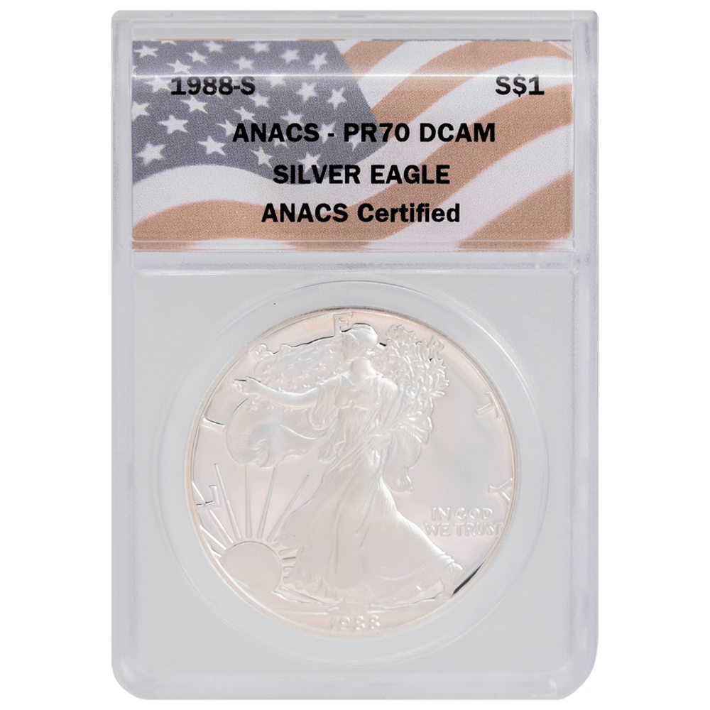 Proof Silver Eagles US $1 ANAC PR70 Gold & Silver Pawn Shop 1988-S
