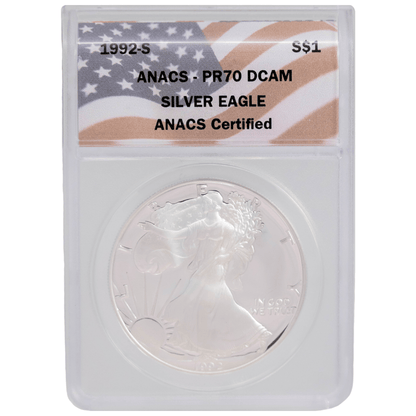 Proof Silver Eagles US $1 ANAC PR70 Gold & Silver Pawn Shop 1992-S