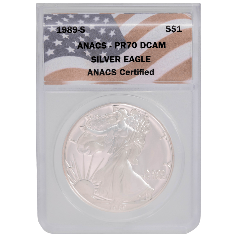 Proof Silver Eagles US $1 ANAC PR70 Gold & Silver Pawn Shop 1989-S