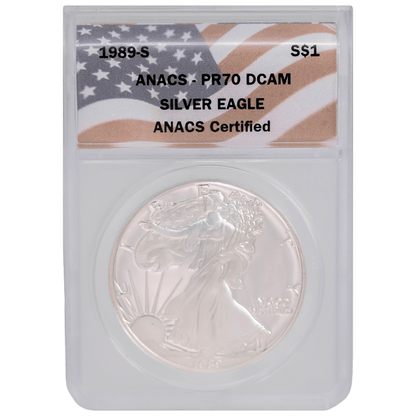 Proof Silver Eagles US $1 ANAC PR70 Gold & Silver Pawn Shop 1989-S