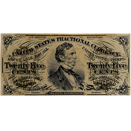 1863 United States 25 Cents Fractional Currency Currency Gold & Silver Pawn Shop