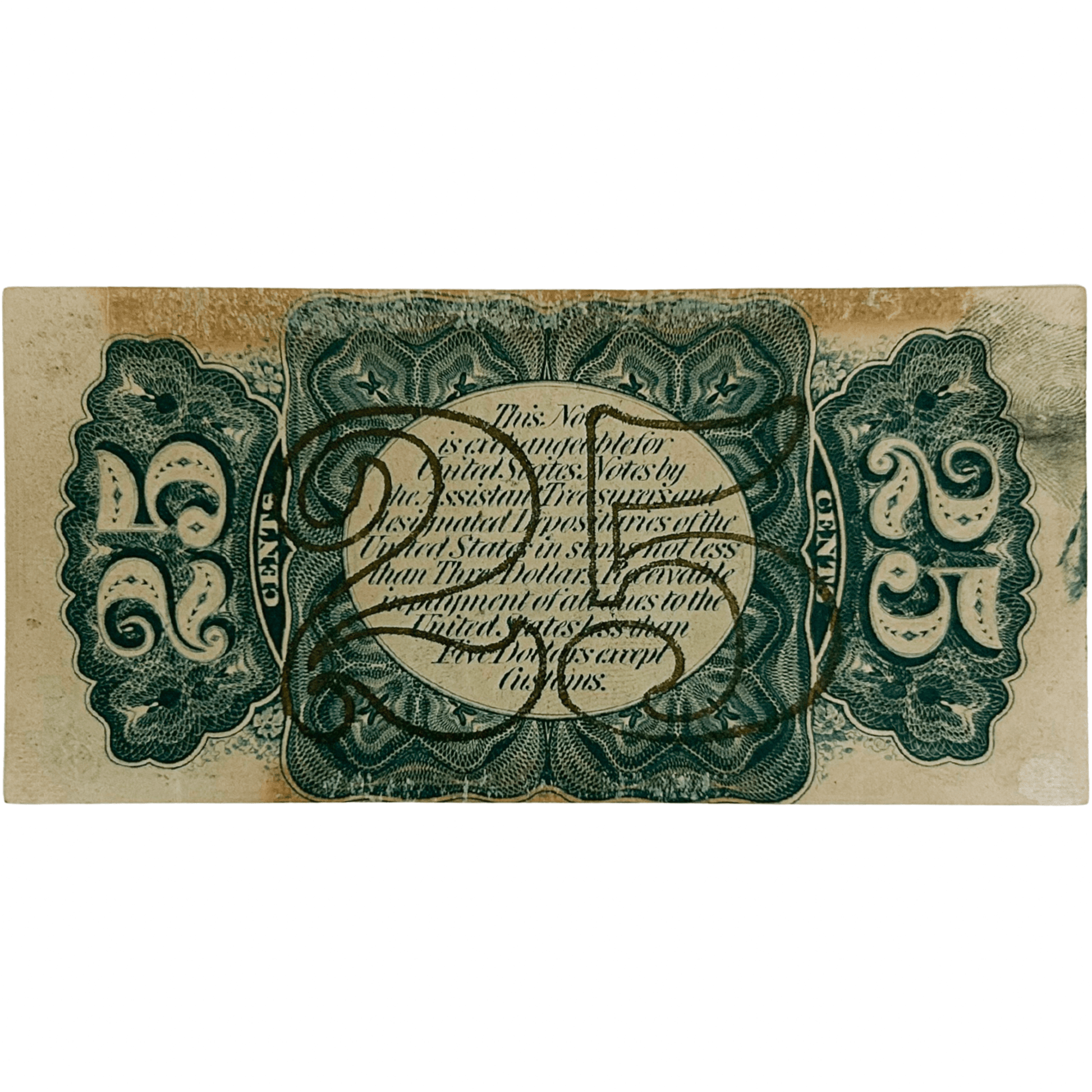 1863 United States 25 Cents Fractional Currency Currency Gold & Silver Pawn Shop