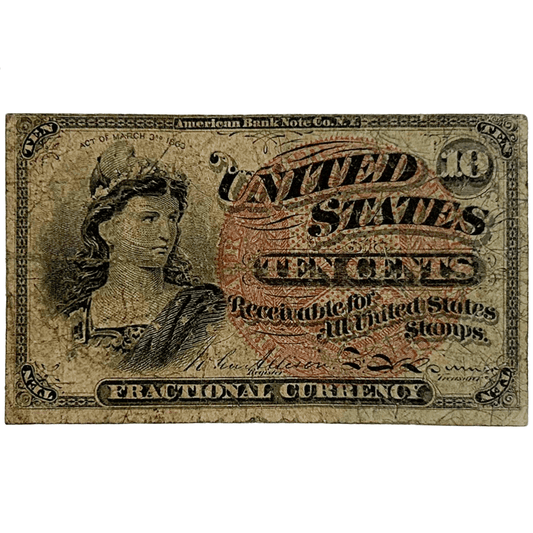 1863 United States 10 Cents Fractional Currency Gold & Silver Pawn Shop