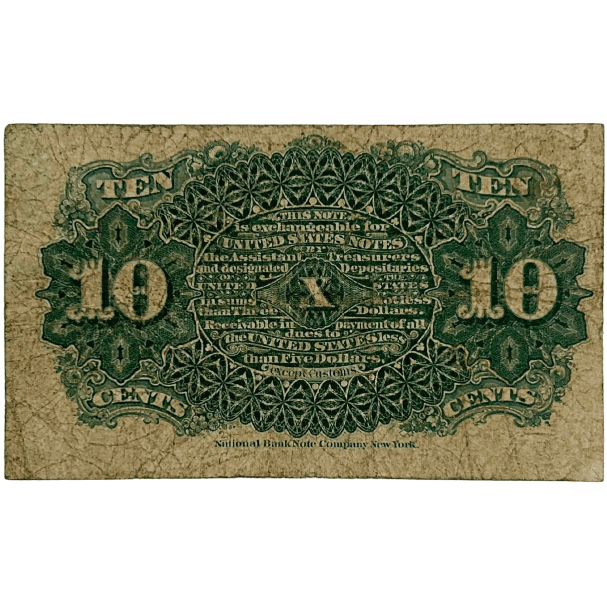 1863 United States 10 Cents Fractional Currency Gold & Silver Pawn Shop