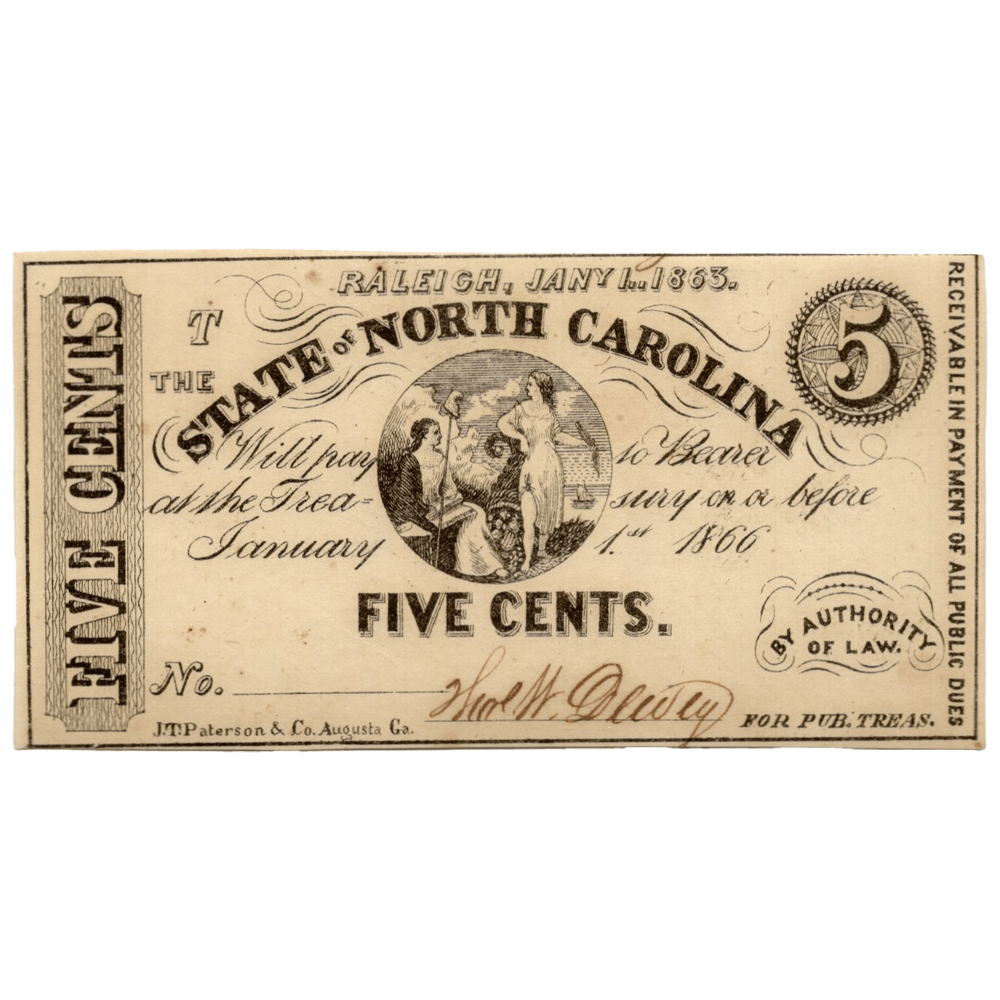 1866 State of North Carolina 5 cents Gold & Silver Pawn Shop