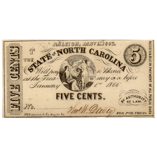 1866 State of North Carolina 5 cents Gold & Silver Pawn Shop