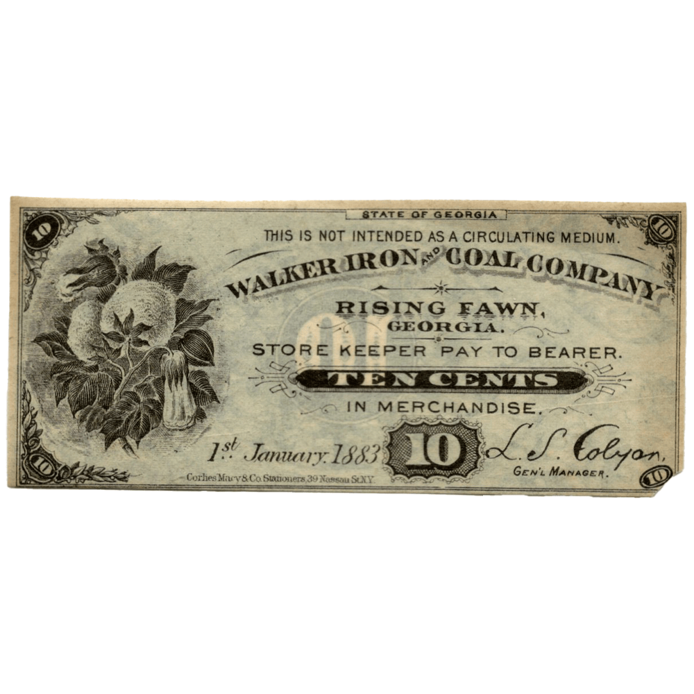 1883 Walker Iron and Coal Company 10 cents Gold & Silver Pawn Shop