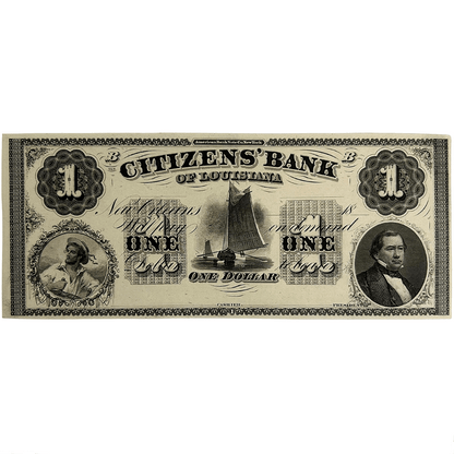 1800s Citizens Bank of Louisiana $1 Note Gold & Silver Pawn Shop