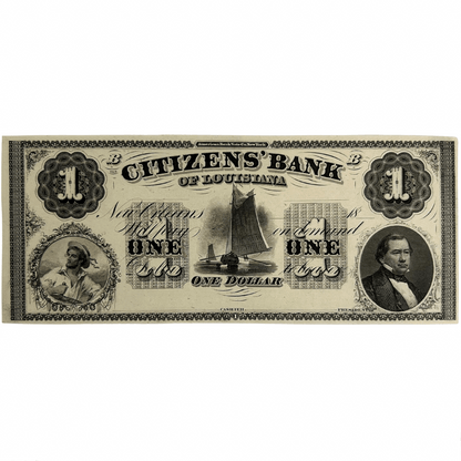 1800s Citizens Bank of Louisiana $1 Note Gold & Silver Pawn Shop