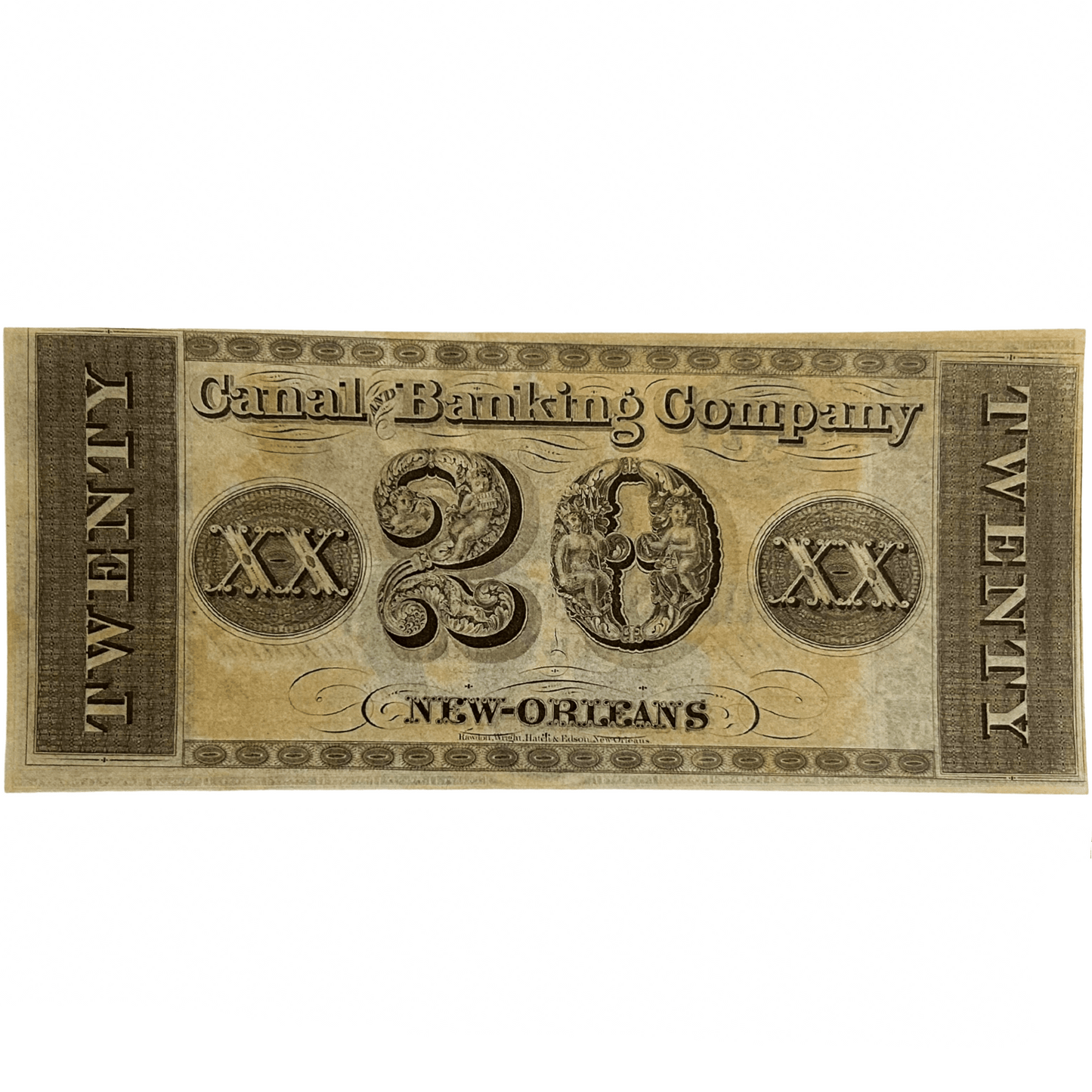 1800s Canal Banks New Orleans $20 Note Gold & Silver Pawn Shop