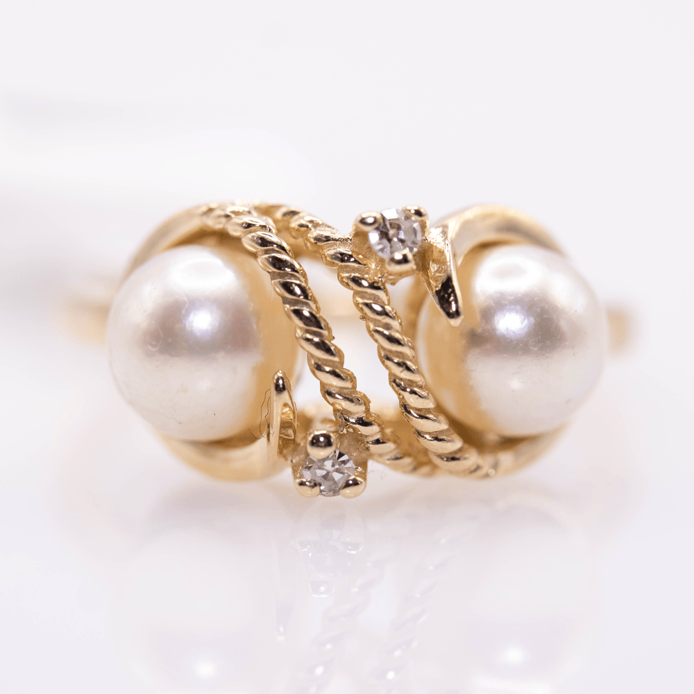 14K Gold Double Pearl Ring Gold & Silver Pawn Shop