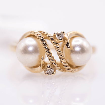 14K Gold Double Pearl Ring Gold & Silver Pawn Shop