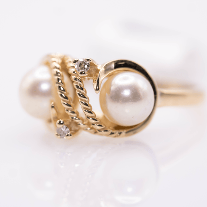 14K Gold Double Pearl Ring Gold & Silver Pawn Shop