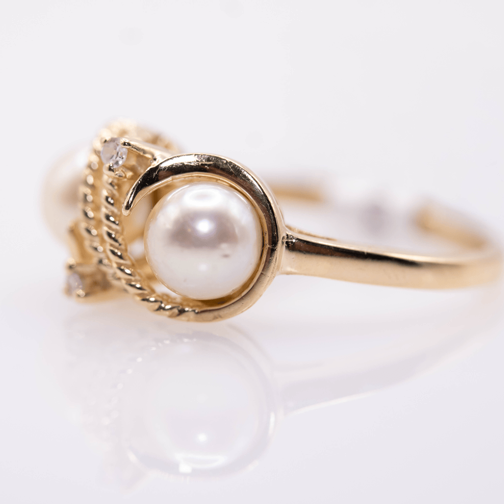 14K Gold Double Pearl Ring Gold & Silver Pawn Shop