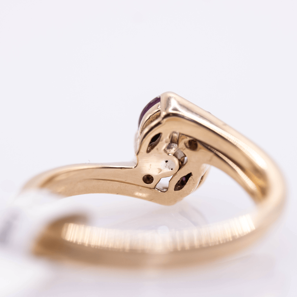 14K Offset Band Red Stone and Diamond Ring Gold & Silver Pawn Shop