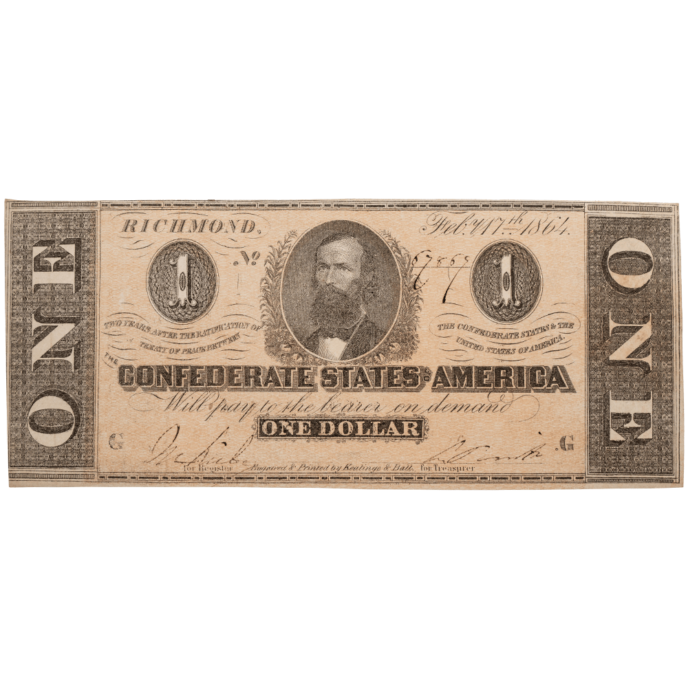 1864 Confederate States of America $1 Bill Gold & Silver Pawn Shop