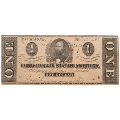 1864 Confederate States of America $1 Bill Gold & Silver Pawn Shop