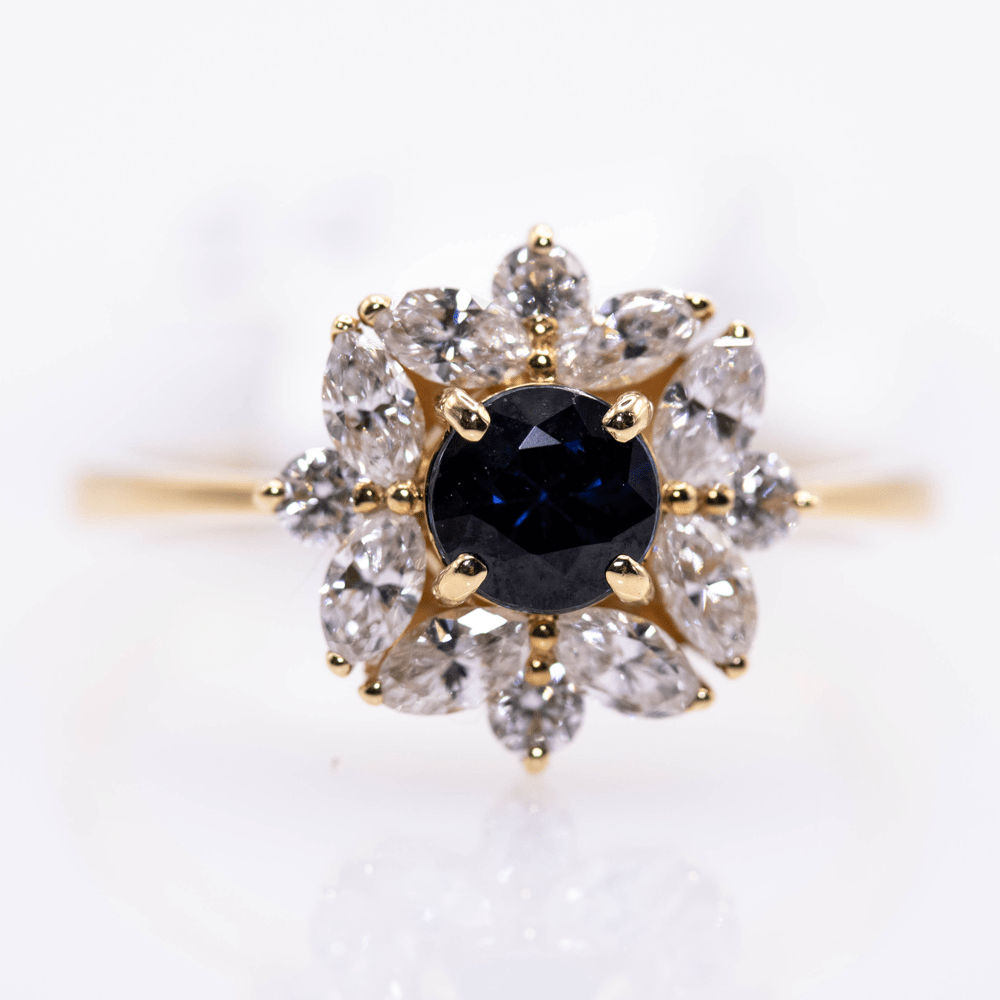 18KYG Round Sapphire Ring Gold & Silver Pawn Shop