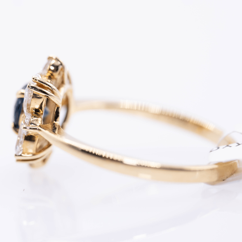 18KYG Round Sapphire Ring Gold & Silver Pawn Shop