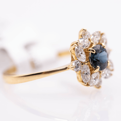 18KYG Round Sapphire Ring Gold & Silver Pawn Shop