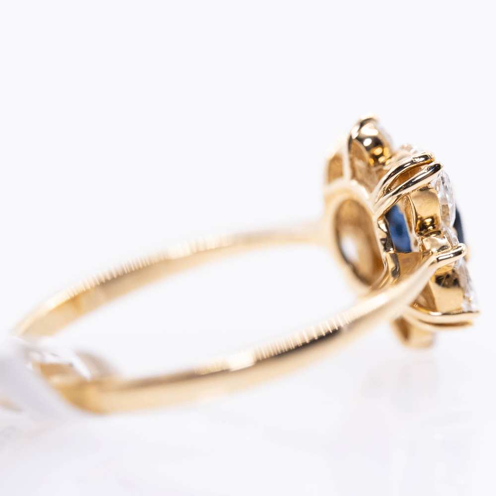 18KYG Round Sapphire Ring Gold & Silver Pawn Shop