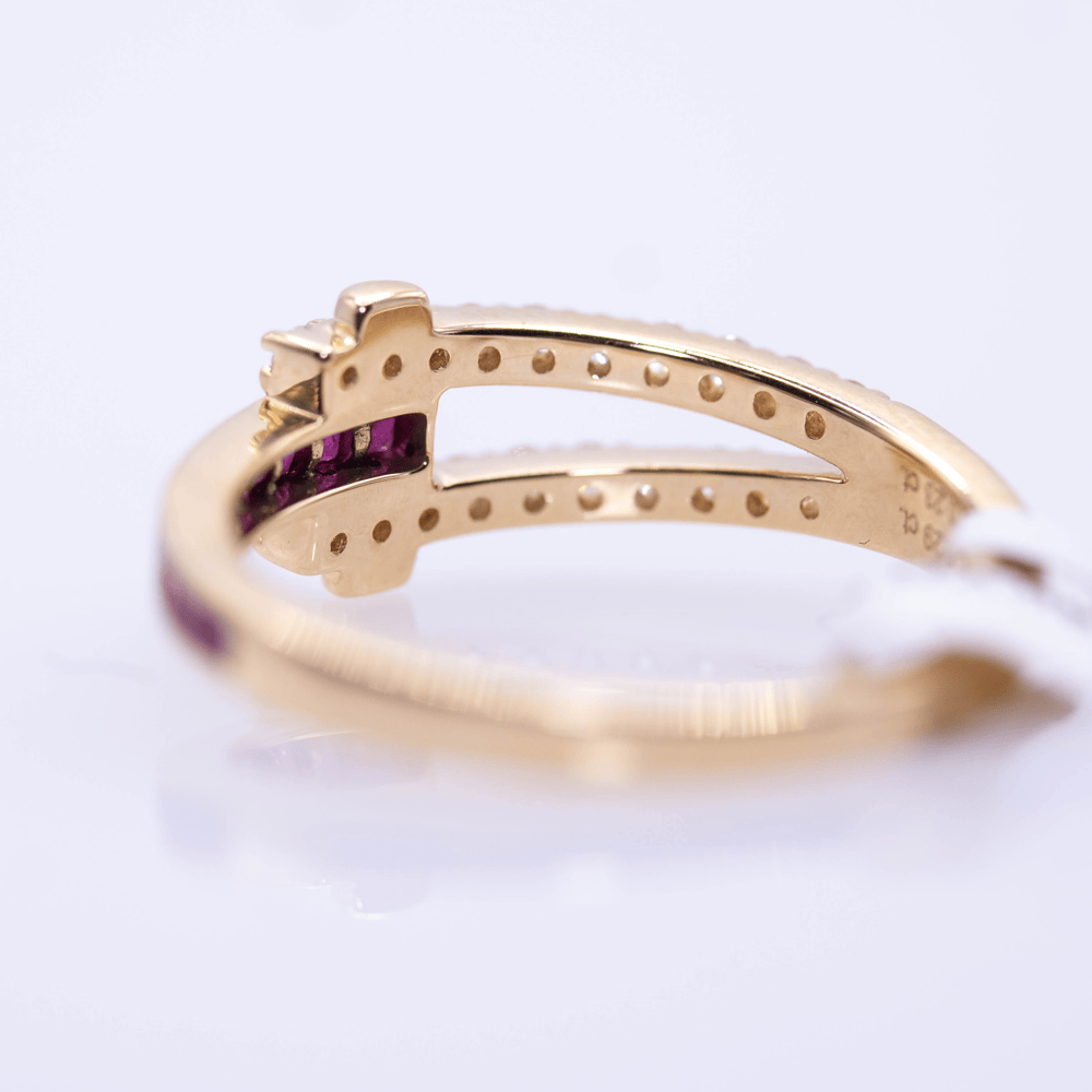 18K Dual Band Diamond & Ruby Ring Gold & Silver Pawn Shop