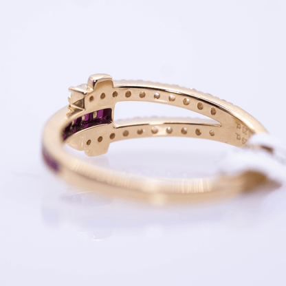 18K Dual Band Diamond & Ruby Ring Gold & Silver Pawn Shop