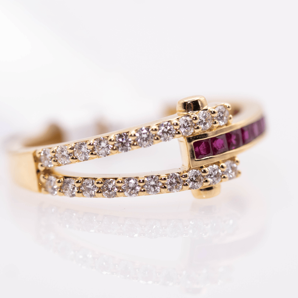 18K Dual Band Diamond & Ruby Ring Gold & Silver Pawn Shop