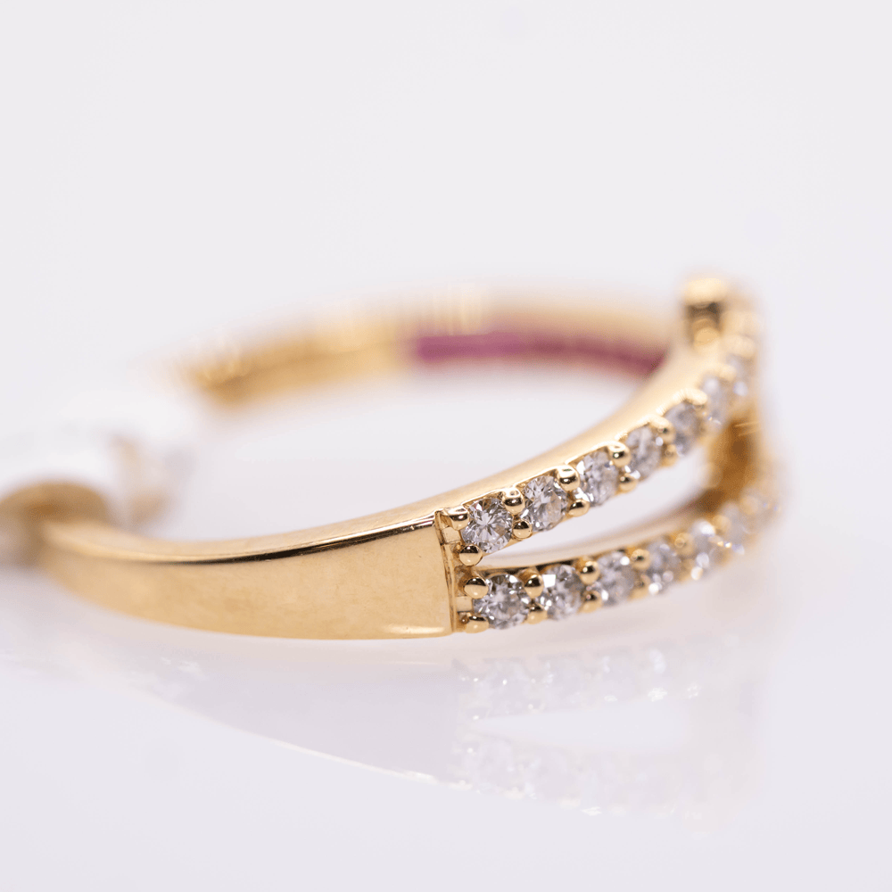 18K Dual Band Diamond & Ruby Ring Gold & Silver Pawn Shop