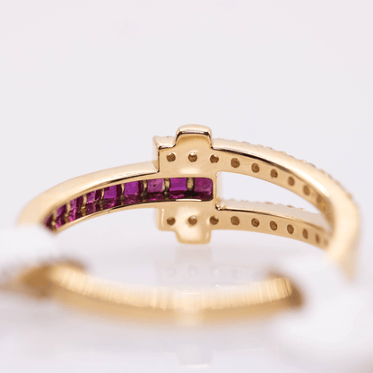 18K Dual Band Diamond & Ruby Ring Gold & Silver Pawn Shop