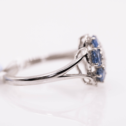 18KWG Sapphire Flower Ring Gold & Silver Pawn Shop