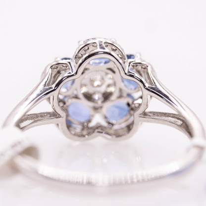 18KWG Sapphire Flower Ring Gold & Silver Pawn Shop