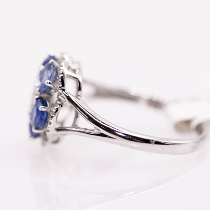 18k Sapphire & Diamond Flower Ring Gold & Silver Pawn Shop