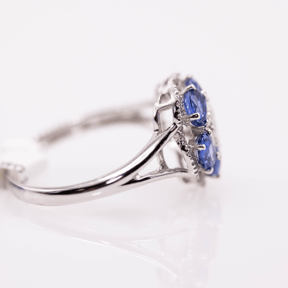 18k Sapphire & Diamond Flower Ring Gold & Silver Pawn Shop