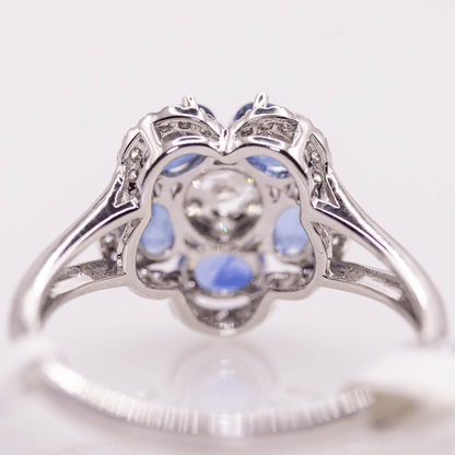 18k Sapphire & Diamond Flower Ring Gold & Silver Pawn Shop