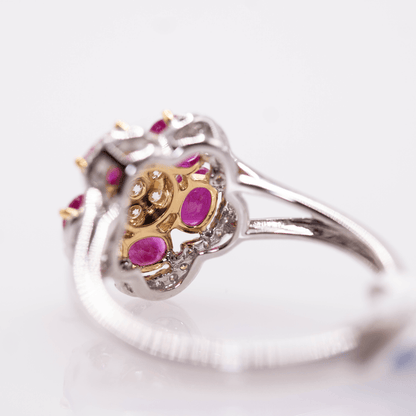 18k Ruby & Diamond Flower Ring Gold & Silver Pawn Shop