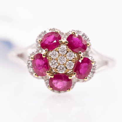 18K White Gold "Flower" Ruby Ring Gold & Silver Pawn Shop